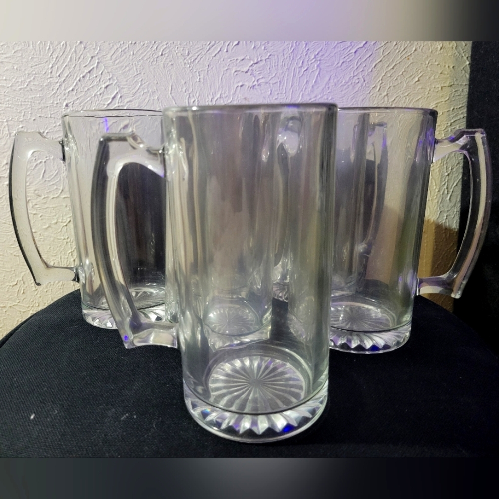 Set of Six (6) 24 oz  Vintage Heavy Libbey Tavern Glass Beer Bar Mugs 7" Tall